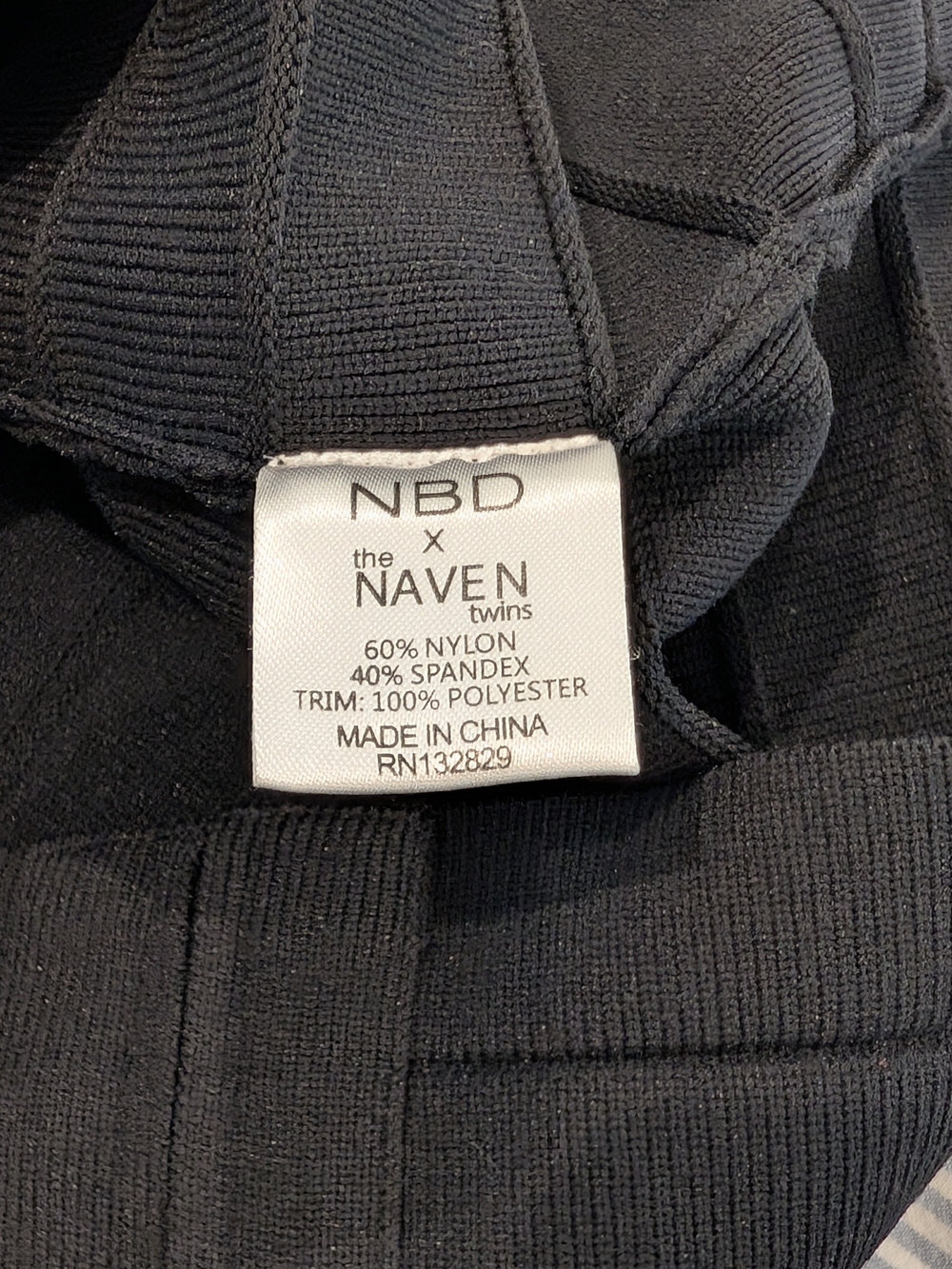 NBD X The Naven Twins Black Mini Bandage Dress with Lace Waist - Picture 6 of 6